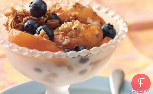 Pesca e mirtillo croccante con croccante Topping