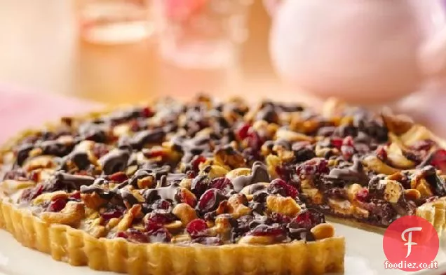 Crostata al cioccolato-anacardi-mirtilli rossi