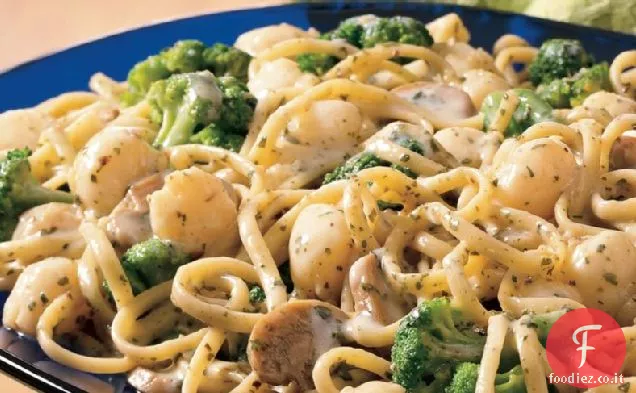 Linguine di Capesante e Broccoli con Crema di Pesto