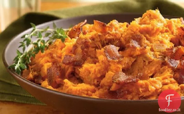 Purè di patate dolci con pancetta