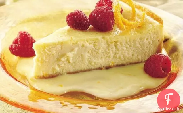 Cheesecake all'arancia con lamponi