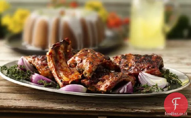 Costine di maiale alla griglia con salsa barbecue Chipotle
