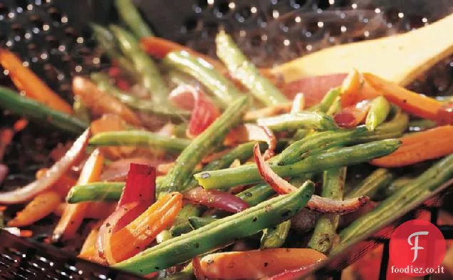 Carote alla griglia e fagiolini