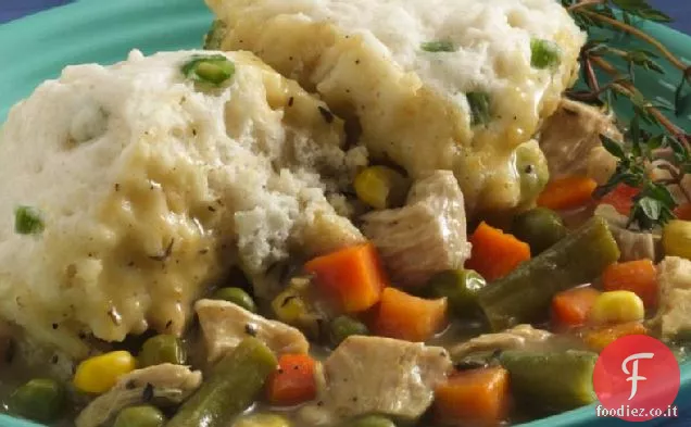 Stufato di pollo salato e gnocchi (cottura per 2)