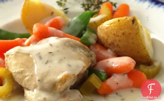 Stufato di pollo alle erbe cremoso a cottura lenta (cottura per 2)