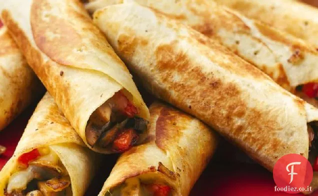 Flautas di funghi e formaggio fritti in padella