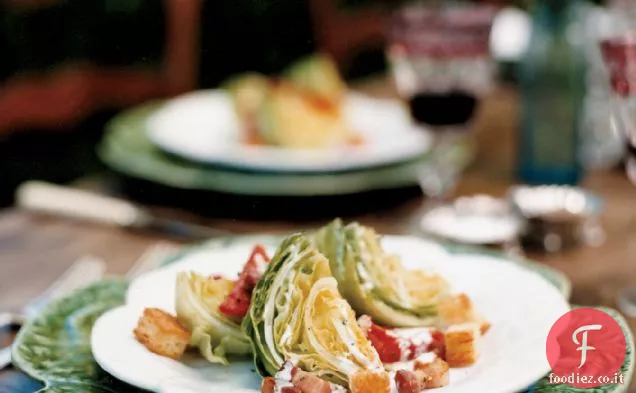 Cunei di iceberg con salsa di pancetta e latticello