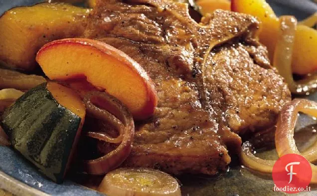 Maiale con mele e zucca