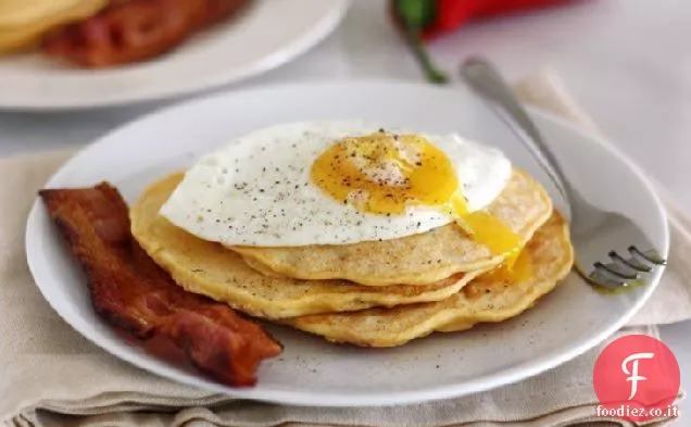 Pancakes con pancetta e peperoncino rosso