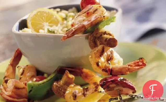 Kabobs di gamberi alla griglia