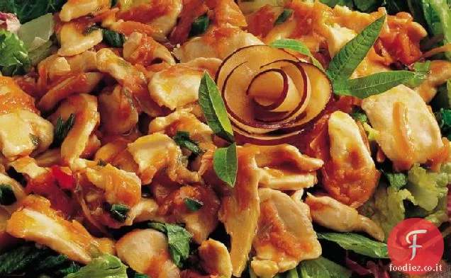 Insalata di pollo senza glutine con salsa di prugne