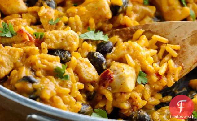 Zucca e fagioli neri formaggio Enchilada padella