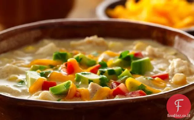 Pollo bianco abbondante e peperoncino di mais