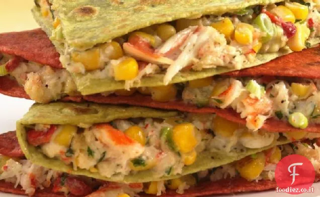 Quesadillas di mais e granchio