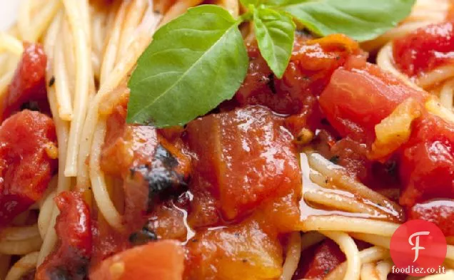 Spaghetti con Pomodori e Aglio-Olio di Basilico