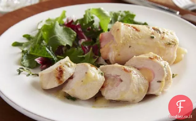 Prosciutto alla griglia e petti di pollo ripieni svizzeri