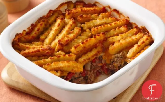 Hamburger e patatine fritte Pot Pie