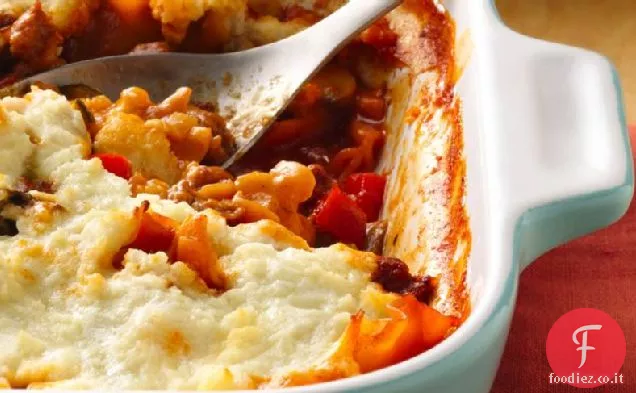 Tre Lasagne al formaggio e salsiccia