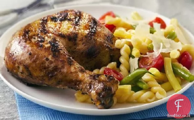 Aglio alla griglia, limone e pepe Butterflied Pollo