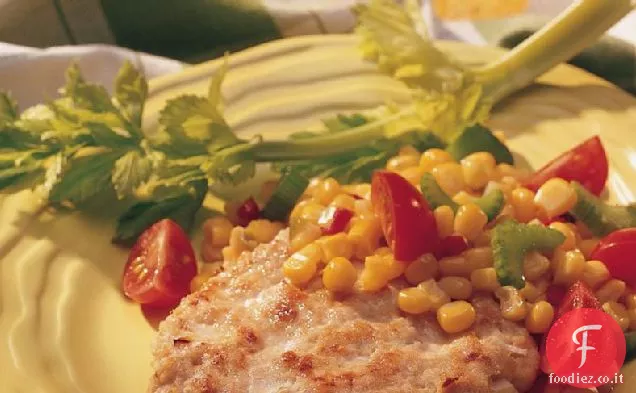 Tortini di tacchino alla California con gusto di mais e pomodoro