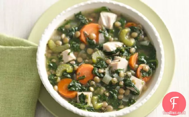 Zuppa di verdure affumicata di tacchino e lenticchie