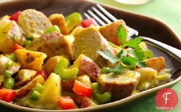 Miele caldo Senape Insalata di patate con salsicce