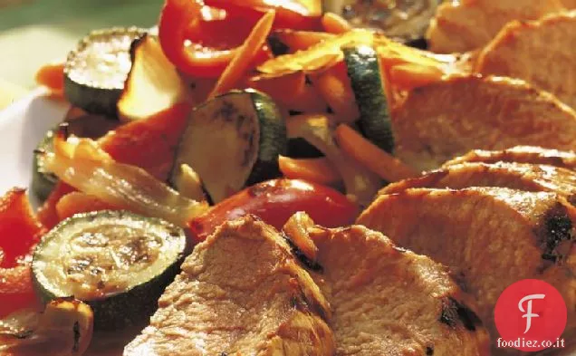 Filetto di maiale alla griglia con medley di verdure