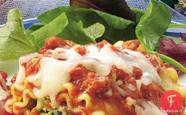 Roll-up di lasagne di spinaci al formaggio