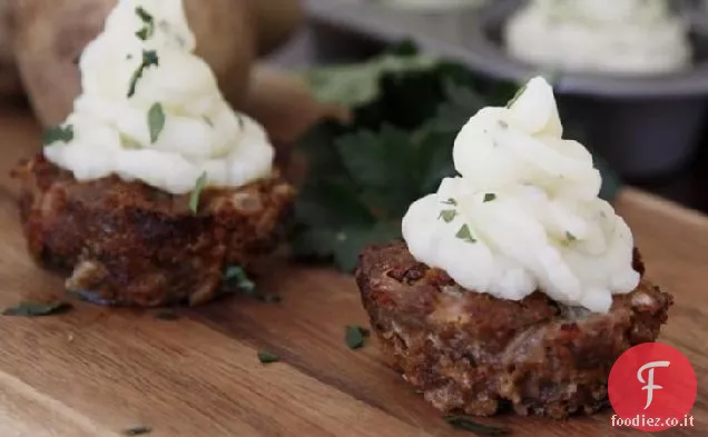 Polpettone Cupcakes con purè di patate glassa
