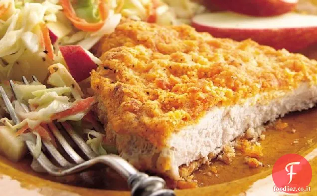 Cotolette di maiale fritte al forno con Slaw di mele