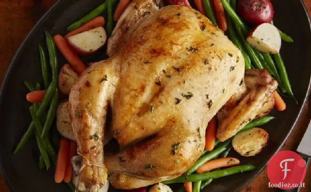 Pollo arrosto alle erbe e verdure