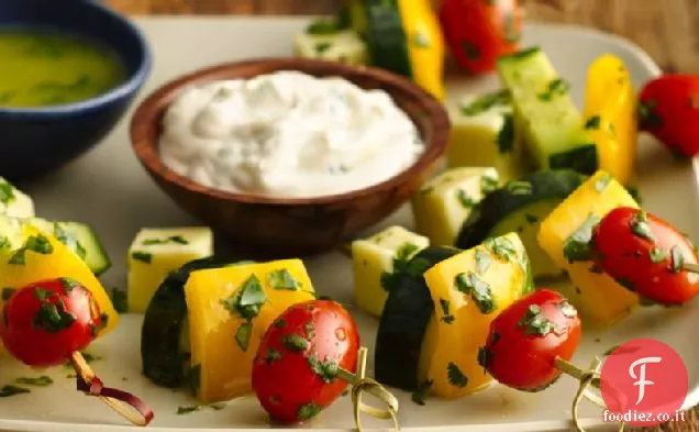 Kabobs di verdure fresche con Jalapeño Aioli