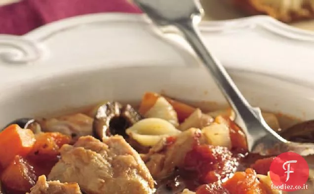Zuppa di pasta di pollo italiana a cottura lenta