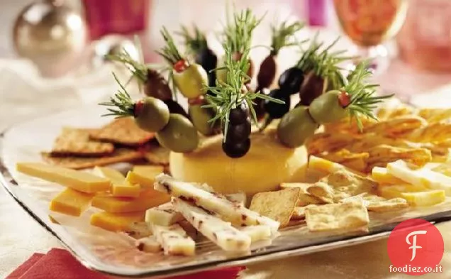 Vassoio di formaggio con spiedini di oliva Rosmarino