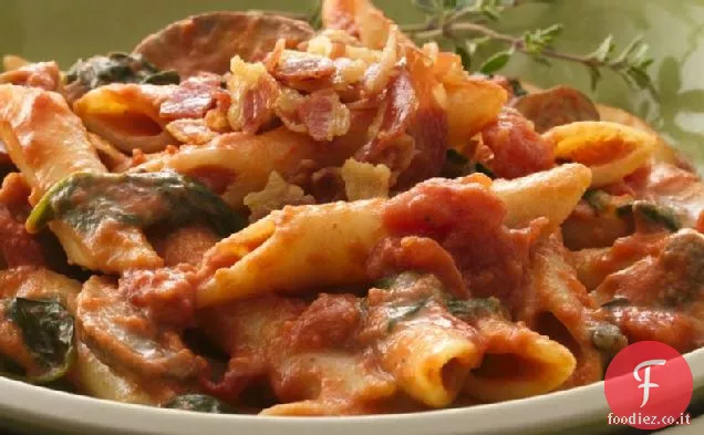 Penne con salsa di Funghi-Pomodoro-Crema