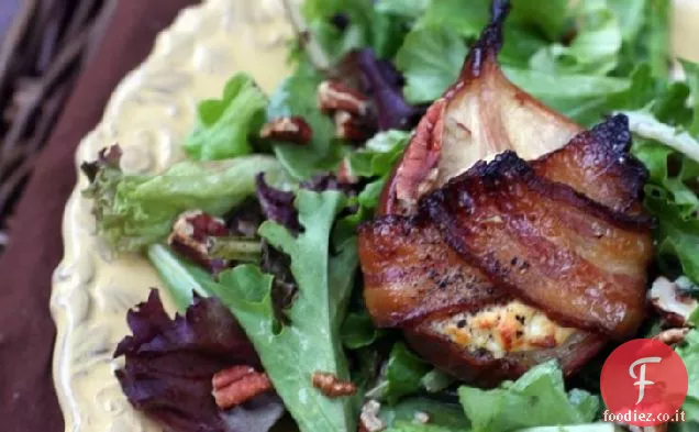 Insalata di pere con pancetta arrosto e vinaigrette