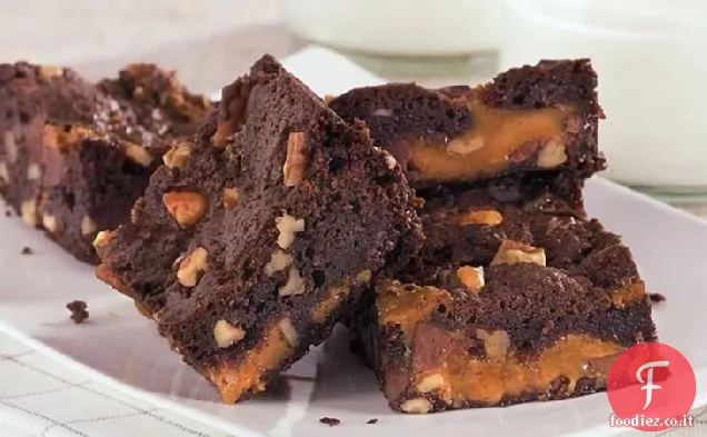 Brownies al cioccolato fondente e caramello