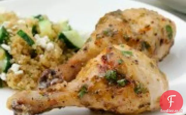 Senape-acero pollo con insalata di cetrioli Quinoa