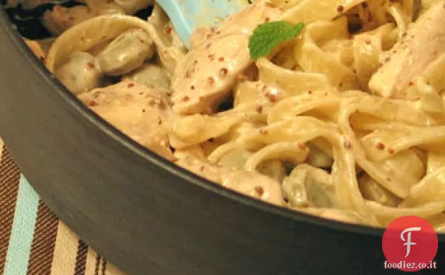 Tagliatelle Con Fave, Pollo, Senape e Menta