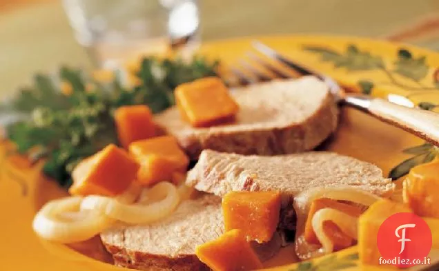Cottura lenta Aglio Arrosto di maiale e patate dolci
