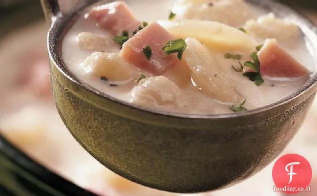 Zuppa veloce di prosciutto e cavolfiore