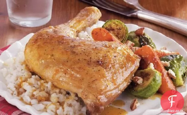 Arancio-Acero Pollo arrosto e verdure