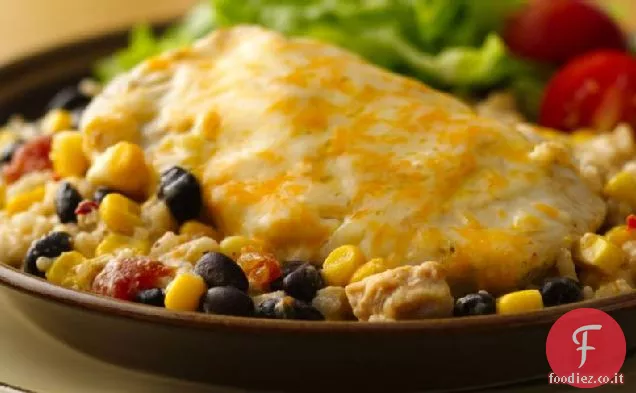 Casseruola di pollo e riso al formaggio