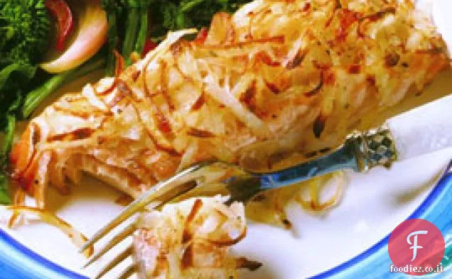 Filetti di salmone con crosta di rafano e patate