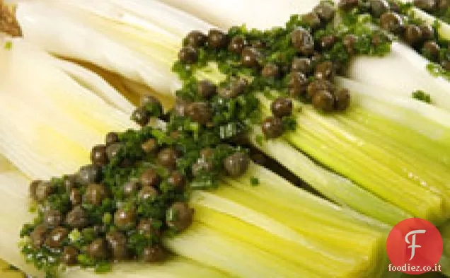 Porri al vapore in Senape e Vinaigrette di capperi