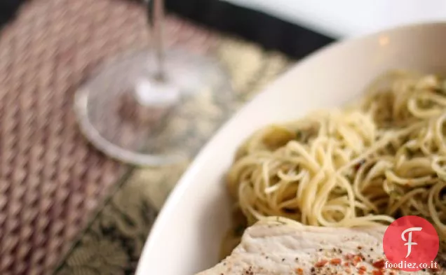 Pesce spada e Pasta con Salsa al Basilico di Pomodoro essiccato al sole