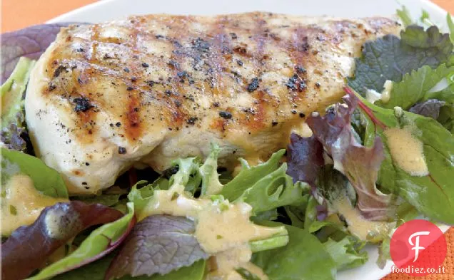 Pollo alla griglia con salsa di senape e dragoncello