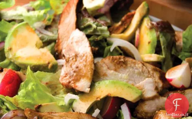 Pollo balsamico con insalata di avocado e ravanello