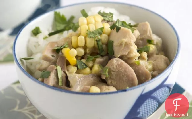 Pollo verde tailandese e curry di mais
