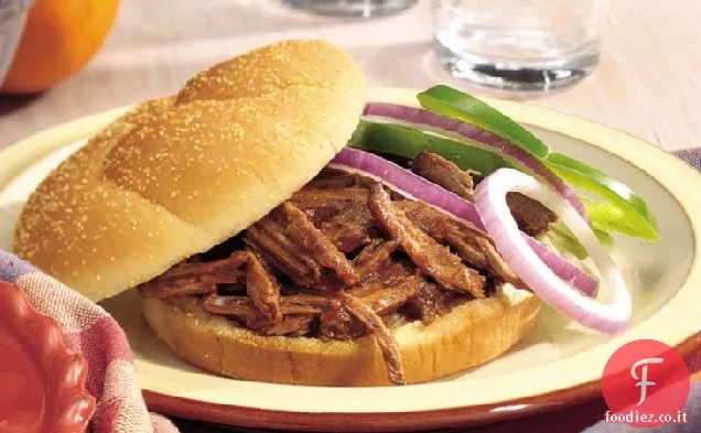 Slow-Cooker Root Beer Barbecue Panini di manzo